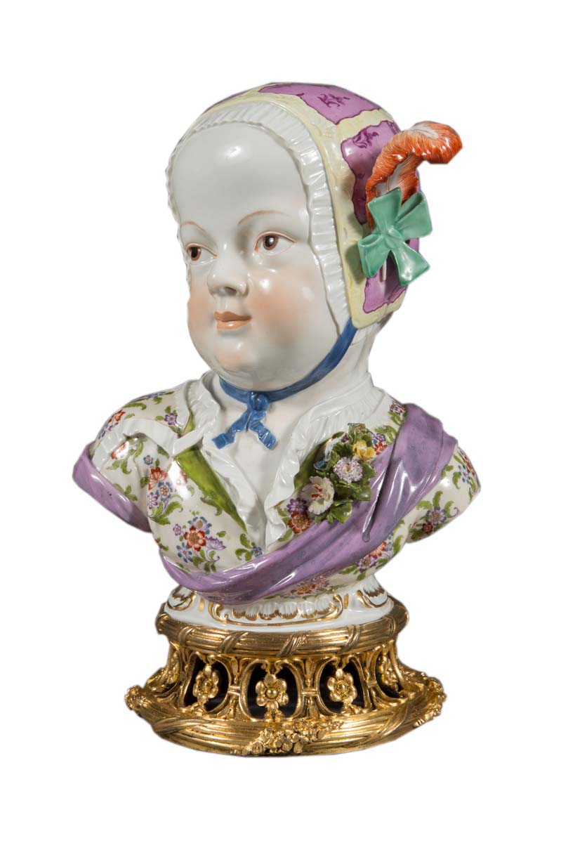 Antique Meissen Porcelain Portrait Bust Of A Bourbon Child | Modernism